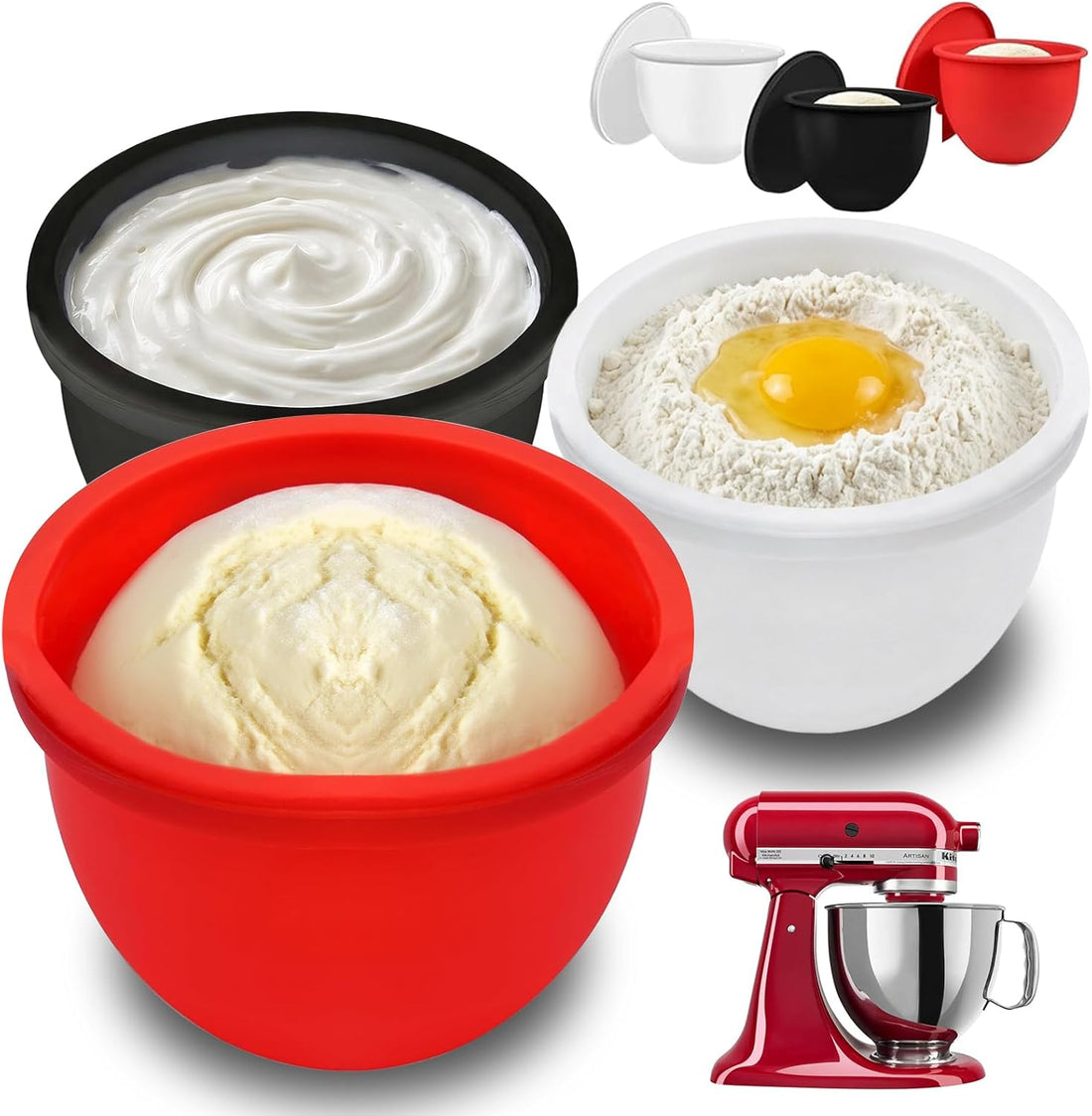 WAFORA MixStore Liners silicone bowl inserts with lids 3-pack