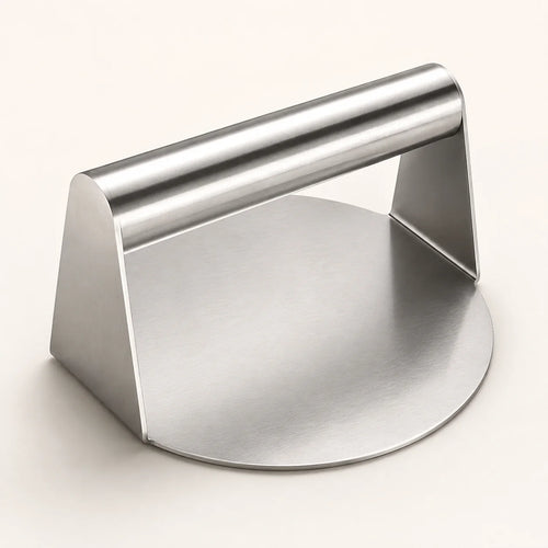 WAFORA SmashPress 5.5-inch stainless steel burger press on a warm white background