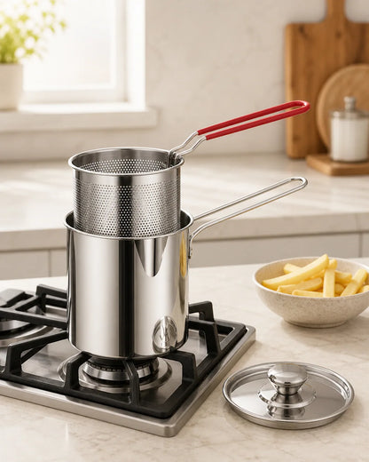 WAFORA Mini Fryer set on a small gas stovetop in a warm modern kitchen