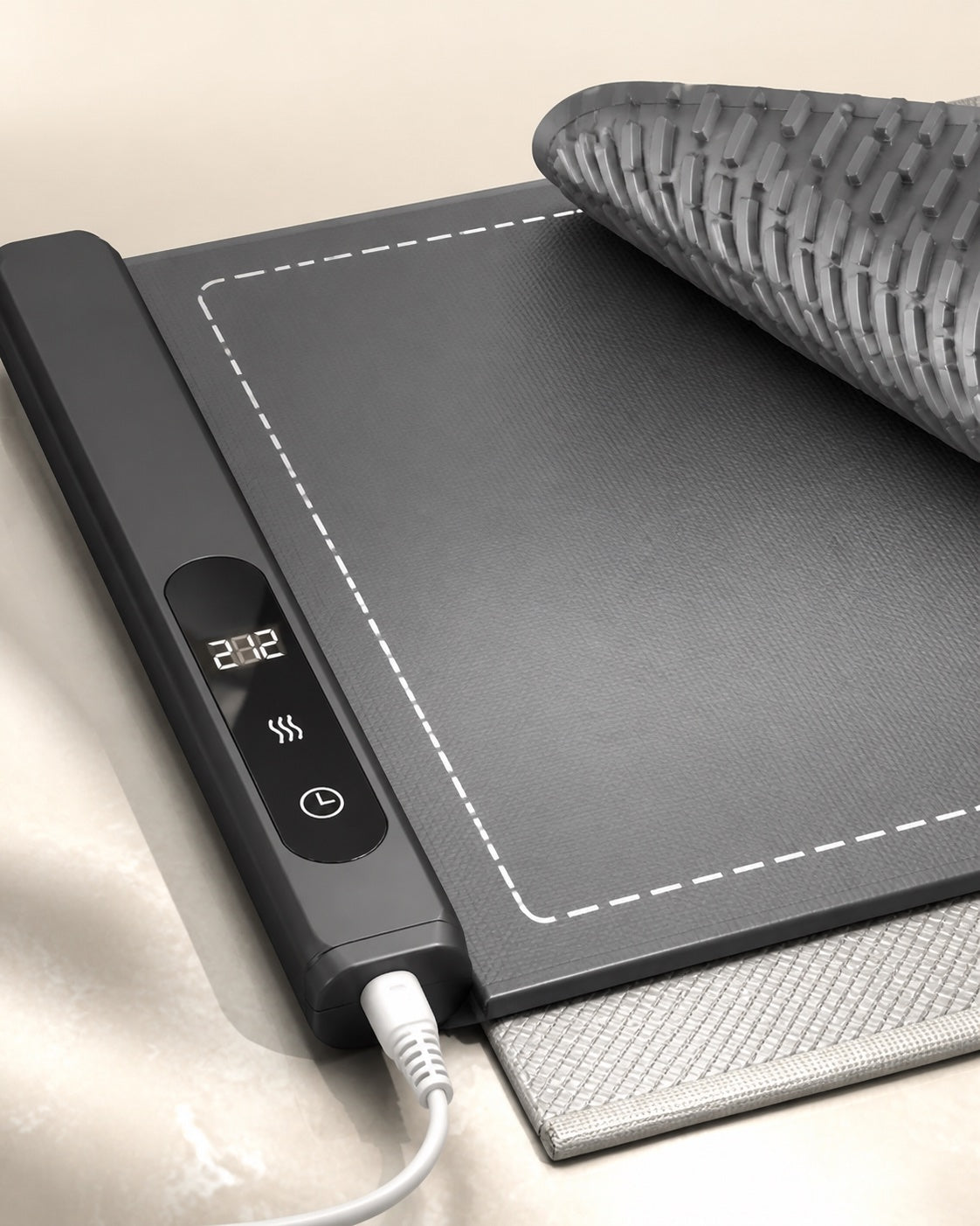 WAFORA™ TableWarm XL roll-up food warming mat showing touch controls and sleek design.