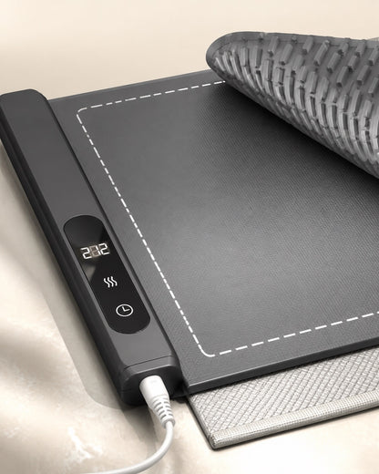 WAFORA™ TableWarm XL roll-up food warming mat showing touch controls and sleek design.