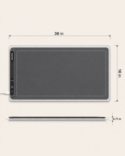 Top-down size view of the 36 by 16 inch WAFORA warming mat