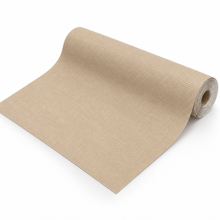 One Khaki shelf and drawer liner roll, partially unrolled on a white background
