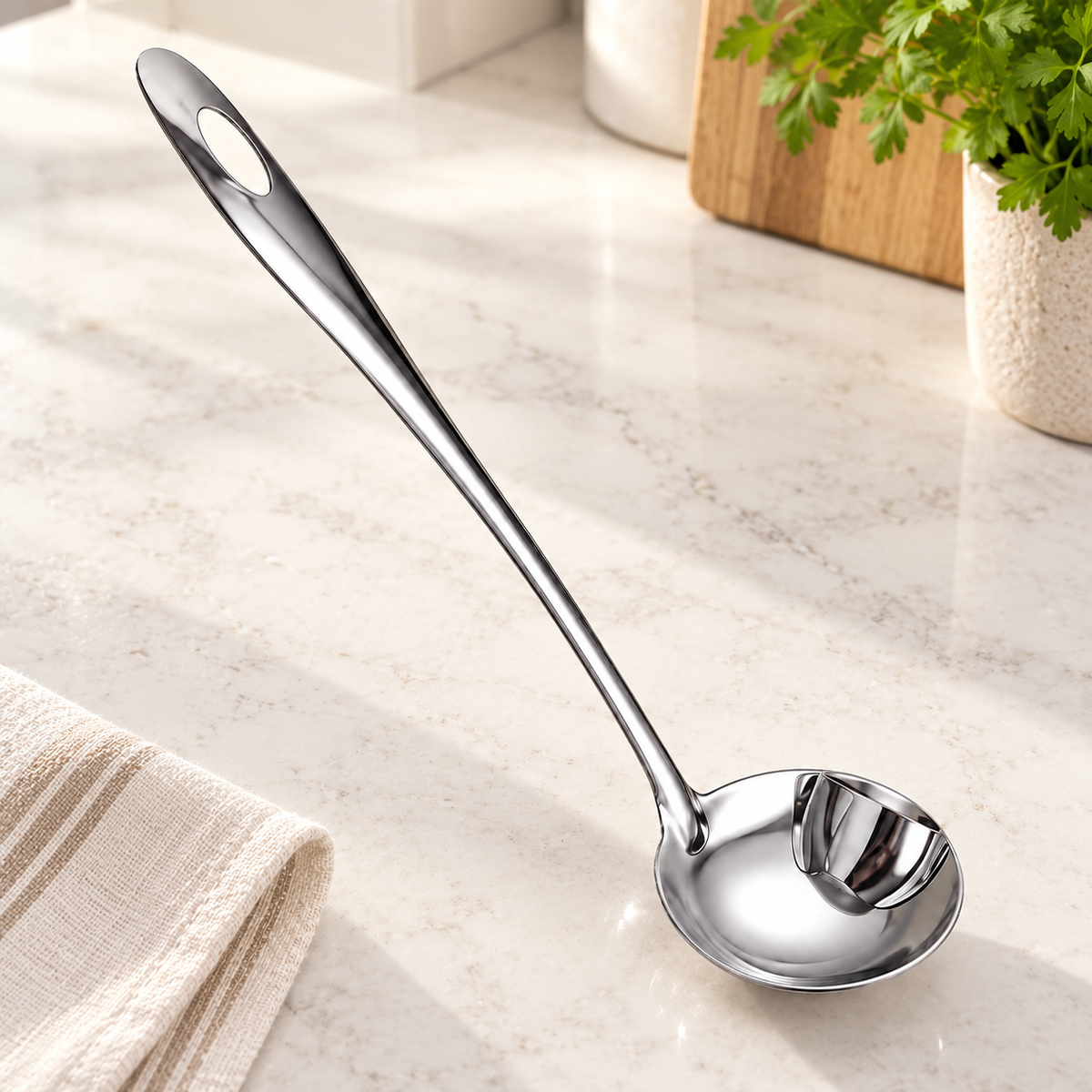 Oil separator ladle showing its curved internal baffle
